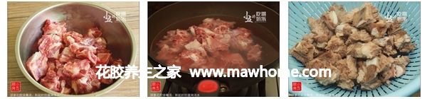 球參花膠排骨湯的做法步驟2