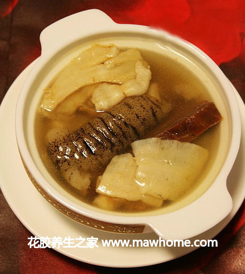 海參花膠火腿湯