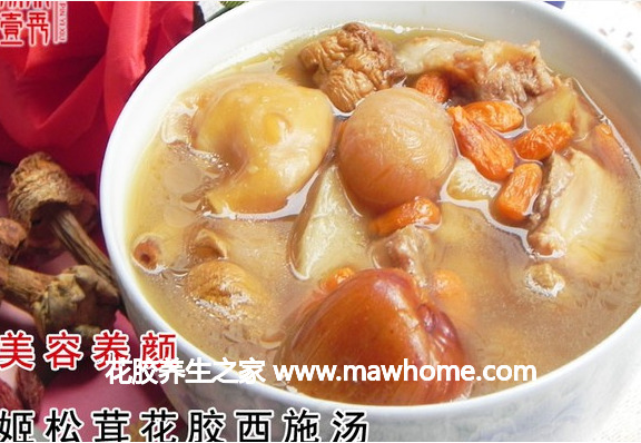 西施湯松茸花膠的做法