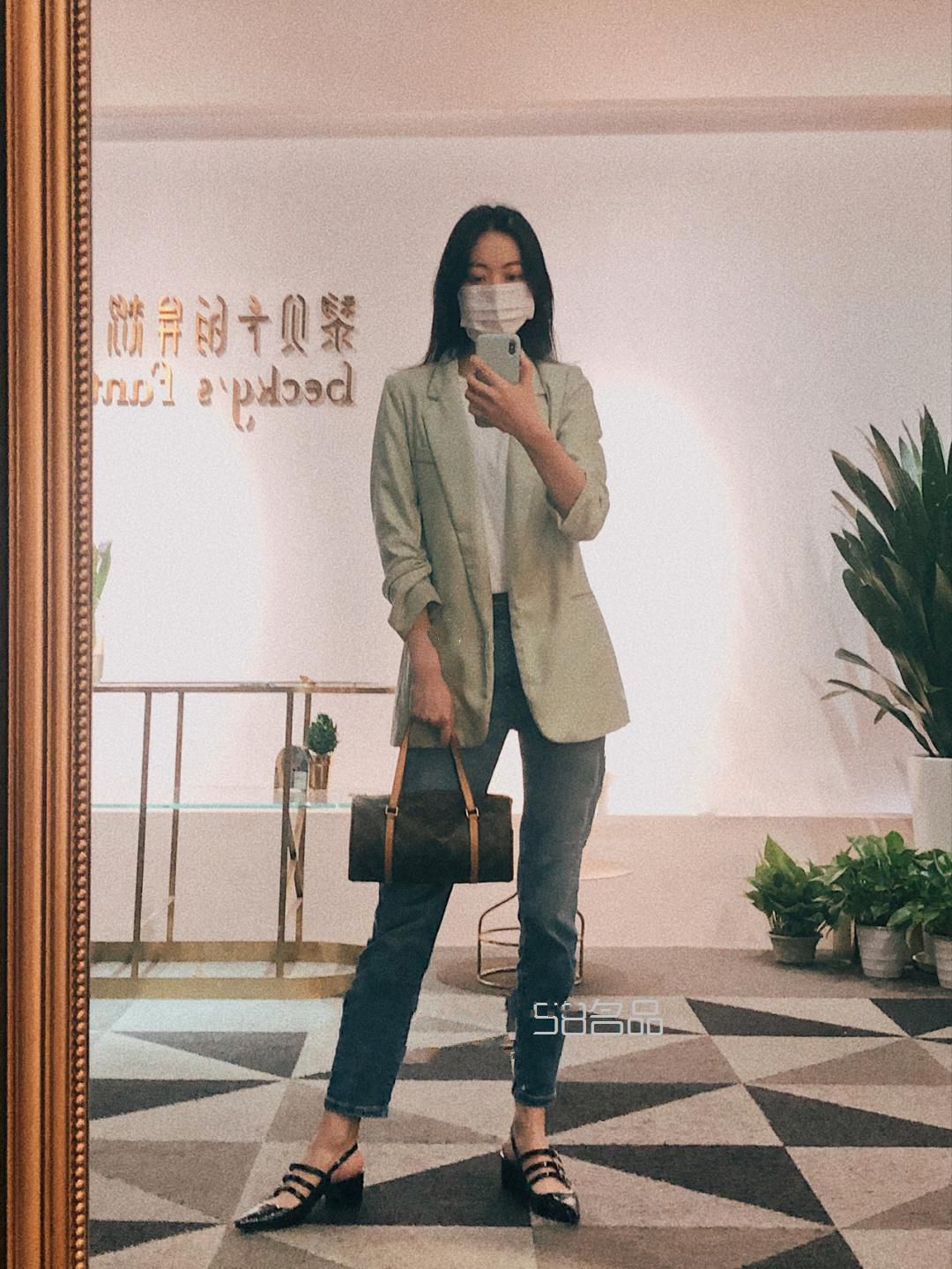 ootd,LV圓筒包Day 1,lv epi水波紋綠色牛皮女士手提包