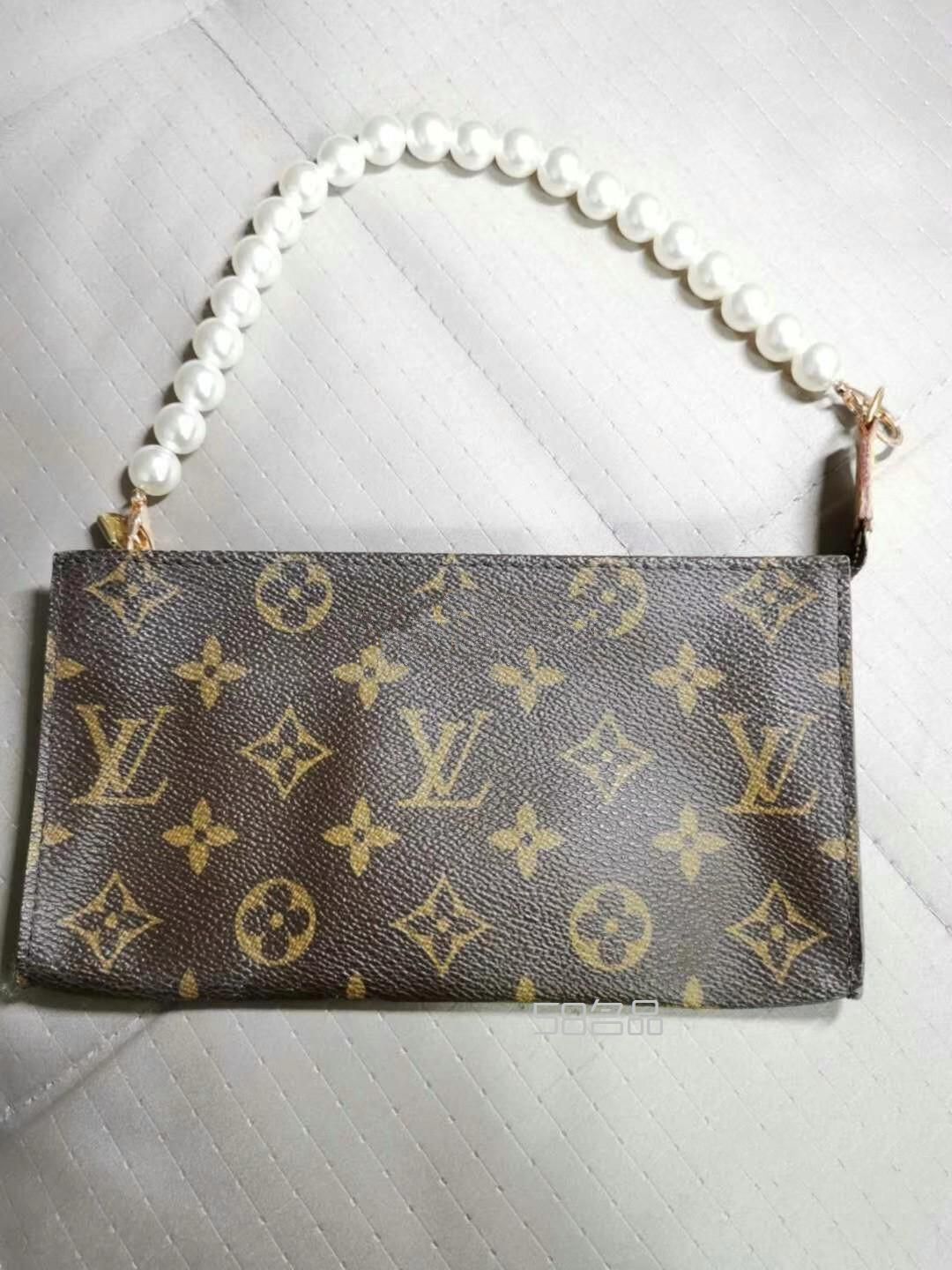 中古LV老花大號子包珍珠手提vintage,白色lv包