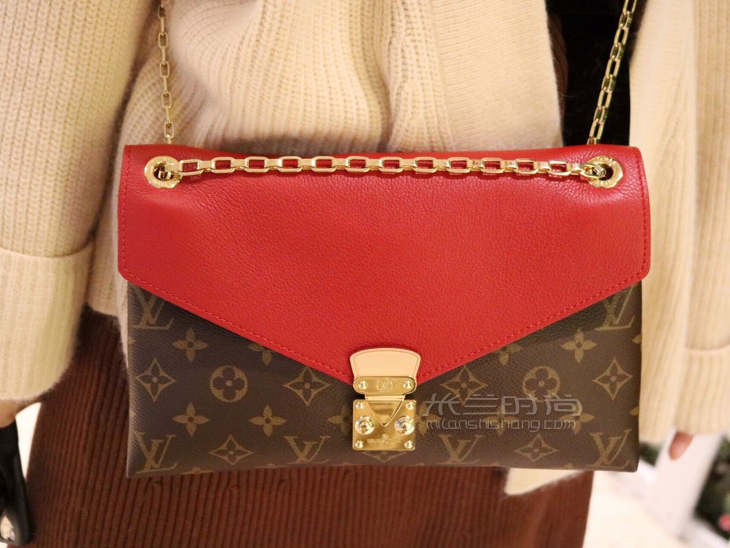 LV pallas Chain經典款鏈條包紅色信封包圖片價格上身圖全集分享 (3)