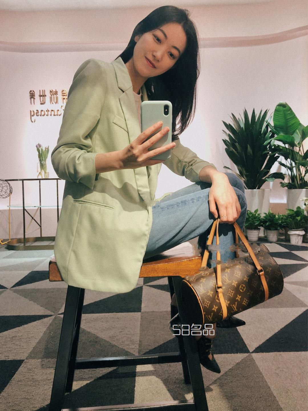 ootd,LV圓筒包Day 1,lv epi水波紋綠色牛皮女士手提包
