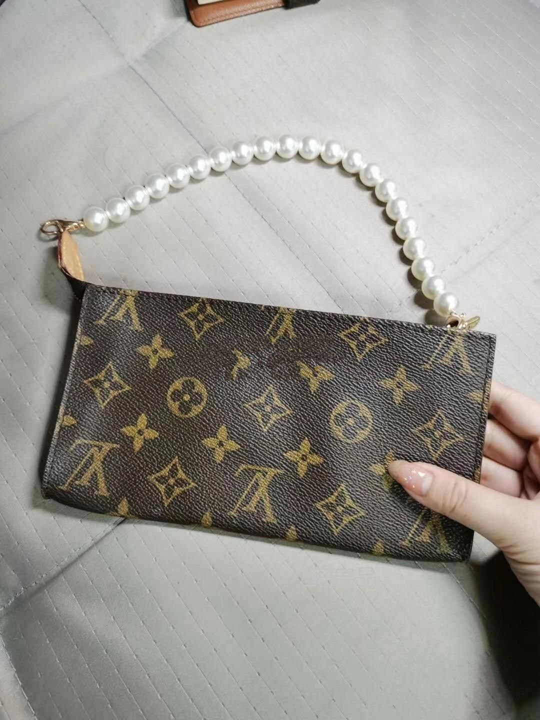 中古LV老花大號子包珍珠手提vintage,白色lv包